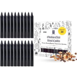 imageSOUL STICKS 4quot Scented Ritual Candles Chime Taper Premium Candles 20 pcs for Rituals Ceremonies Meditation Altar and Spells GrayLemongrassBlack  Myrrh Ritual Candles