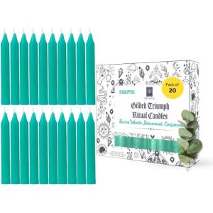 imageSOUL STICKS 4quot Scented Ritual Candles Chime Taper Premium Candles 20 pcs for Rituals Ceremonies Meditation Altar and Spells GrayLemongrassBlue Green  Eucalyptus Ritual Candles