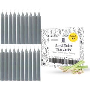 imageSOUL STICKS 4quot Scented Ritual Candles Chime Taper Premium Candles 20 pcs for Rituals Ceremonies Meditation Altar and Spells GrayLemongrassGray  Lemongrass Ritual Candles