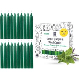 imageSOUL STICKS 4quot Scented Ritual Candles Chime Taper Premium Candles 20 pcs for Rituals Ceremonies Meditation Altar and Spells GrayLemongrassGreen  Patchouli Ritual Candles