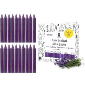 imageSOUL STICKS 4quot Scented Ritual Candles Chime Taper Premium Candles 20 pcs for Rituals Ceremonies Meditation Altar and Spells GrayLemongrassIndigo  Lavender Ritual Candles