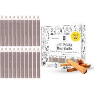 imageSOUL STICKS 4quot Scented Ritual Candles Chime Taper Premium Candles 20 pcs for Rituals Ceremonies Meditation Altar and Spells GrayLemongrassLight Brown  Sandalwood Ritual Candles