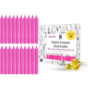 imageSOUL STICKS 4quot Scented Ritual Candles Chime Taper Premium Candles 20 pcs for Rituals Ceremonies Meditation Altar and Spells GrayLemongrassMagenta  Ylang ylang Ritual Candles