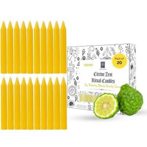 imageSOUL STICKS 4quot Scented Ritual Candles Chime Taper Premium Candles 20 pcs for Rituals Ceremonies Meditation Altar and Spells GrayLemongrassYellow  Bergamot Ritual Candles