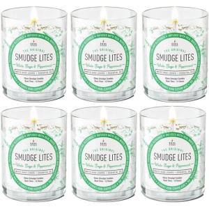 imageSOUL STICKS 6 Pack Smudge Lites Votive Candles  960 Grams Decor Spa Candles  12Hour Burn Time Candles for Cleansing Negative Energy Infused with Smudging Herbs  White Sage ampamp LavenderWhite Sage  Peppermint