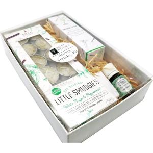 imageSOUL STICKS Aroma Smudge Kit  Gift Set with Little Smudgies Candles Smudge Spray Essential Oil and 2 Selenite Wand in White Gift Box EucalyptusPeppermint