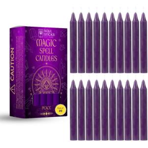 imageSOUL STICKS Love Magic Spell Chime Taper Candles 20 Pack  Ideal for Altar Rituals Ceremonies Meditation Red Colored Candle for Witchcraft Supplies Wiccan Supplies and Tools Candle ClearancePeace Purple Chime Candles