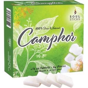 imageSOUL STICKS Natural Camphor BlocksPure Camphor Tablets for Aromatherapy ampamp Puja  Alcanfor en Bloques Alcanfor en Bolitas Kapoor for Pooja 56 Grams 12 Tablets300 Grams 64 Tablets