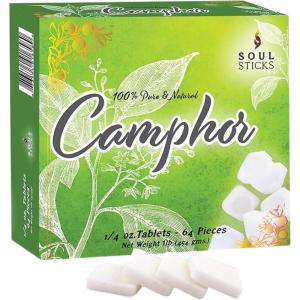imageSOUL STICKS Natural Camphor BlocksPure Camphor Tablets for Aromatherapy ampamp Puja  Alcanfor en Bloques Alcanfor en Bolitas Kapoor for Pooja 56 Grams 12 Tablets450 Grams  64 Tablets