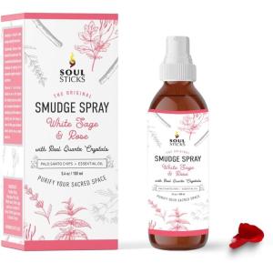 imageSOUL STICKS Palo Santo ampamp Sandalwood Smudge Spray For Cleansing and Negative Energy  35oz Palo Santo Spray with Real Quartz Crystals  Sage Room Spray for Spiritual Cleansing and Purifying Home CarWhite Sage  Rose Smudge Spray