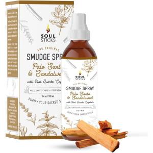 imageSOUL STICKS Palo Santo ampamp Sandalwood Smudge Spray For Cleansing and Negative Energy  35oz Palo Santo Spray with Real Quartz Crystals  Sage Room Spray for Spiritual Cleansing and Purifying Home CarPalo Santo  Sandalwood Smudge Spray
