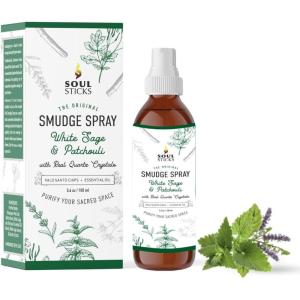 imageSOUL STICKS Palo Santo ampamp Sandalwood Smudge Spray For Cleansing and Negative Energy  35oz Palo Santo Spray with Real Quartz Crystals  Sage Room Spray for Spiritual Cleansing and Purifying Home CarWhite Sage  Patchouli Smudge Spray