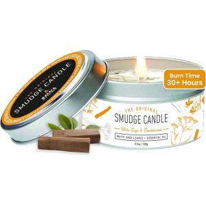 imageSOUL STICKS Smudge Candle for Cleansing House Meditation Chakra Healing Aromatherapy  35 Ounce Smudge Candle for Spiritual Cleansing White Sage ampamp Dragons BloodSandalwood