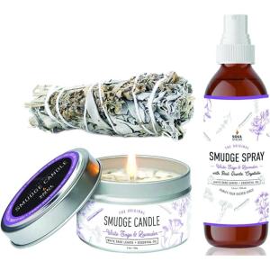 imageSOUL STICKS Smudge Kit 3 Piece Set Bundle  Peppermint 4 Sage Smudge Sticks Smudge Candle Smudge Spray for Cleansing Meditation Healing Aromatherapy White Sage ampamp PeppermintWhite Sage  Lavender