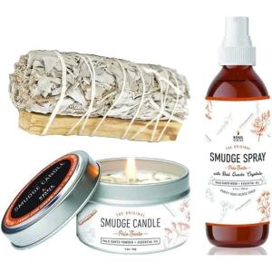 imageSOUL STICKS Smudge Kit 3 Piece Set Bundle  Peppermint 4 Sage Smudge Sticks Smudge Candle Smudge Spray for Cleansing Meditation Healing Aromatherapy White Sage ampamp PeppermintWhite Sage  Palo Santo