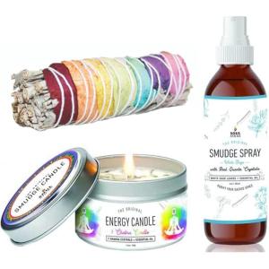 imageSOUL STICKS Smudge Kit 3 Piece Set Bundle  Peppermint 4 Sage Smudge Sticks Smudge Candle Smudge Spray for Cleansing Meditation Healing Aromatherapy White Sage ampamp PeppermintWhite Sage  Chakras