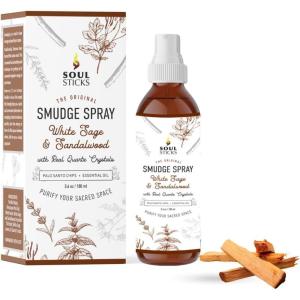 imageSOUL STICKS White Sage ampamp Nag Champa Smudge Spray  35oz Smokeless Cleansing Mist with Quartz Crystals  Spiritual Aromatherapy Spray for Meditation Yoga Home Energy Clearing ampamp RelaxationWhite Sage  Sandalwood Smudge Spray