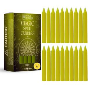 imageSOUL STICKS Protection Magic Spell Chime Taper Candles Black 20 Pack  Colored Unscented Chime Candles for Altar Rituals Ceremonies Meditation Witchcraft Supplies Wiccan Candles ClearancePure Soul Yellow Chime Candles