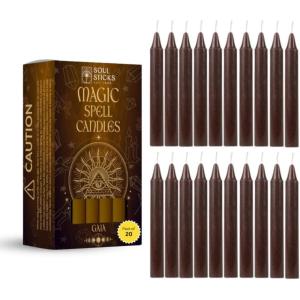 imageSOUL STICKS Protection Magic Spell Chime Taper Candles Black 20 Pack  Colored Unscented Chime Candles for Altar Rituals Ceremonies Meditation Witchcraft Supplies Wiccan Candles ClearanceGaia Browm Chime Candles