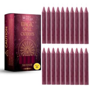 imageSOUL STICKS Protection Magic Spell Chime Taper Candles Black 20 Pack  Colored Unscented Chime Candles for Altar Rituals Ceremonies Meditation Witchcraft Supplies Wiccan Candles ClearanceFriendship Pink Chime Candles