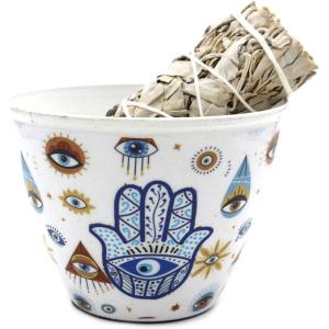 imageSOUL STICKS Metal 4 Smudge Bowl for Palo Santo and Smudge Sticks Tree of LifeHamsa Hand