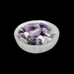 imageSoul Sticks Selenite Bowl in 4 inch Filled with Semi Crystal and Healing Stone Pure Selenite Smudge decorative Bowl Crystal Charging Ethically Sourced in Morocco Rose QuartzAmethyst