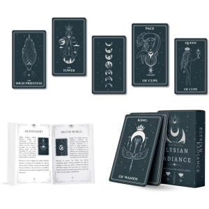 imageSoul Sticks Golden Night Tarot Cards for Beginners 78 Classic Tarot Deck with Meanings on Them Durable Tarot Cards with Guide Book for Beginners BlackElysian Radiance