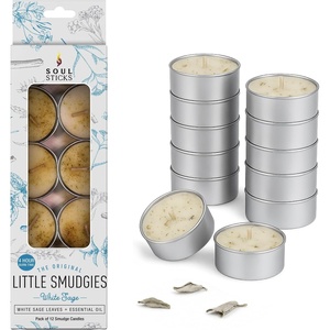 image:imageSoul Sticks 12 Pack Little Smudgies Tealight Candles Smudge Candle for Cleansing House Meditation Chakra Healing  Made with Crystals and Herbs White Sage amp CedarWhite Sage