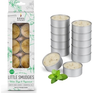 image:imageSoul Sticks 12 Pack Little Smudgies Tealight Candles Smudge Candle for Cleansing House Meditation Chakra Healing  Made with Crystals and Herbs White Sage amp CedarWhite Sage  Peppermint