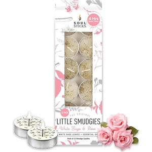image:imageSoul Sticks 12 Pack Little Smudgies Tealight Candles Smudge Candle for Cleansing House Meditation Chakra Healing  Made with Crystals and Herbs White Sage amp CedarWhite Sage  Rose