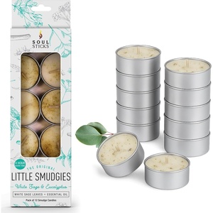 image:imageSoul Sticks 12 Pack Little Smudgies Tealight Candles Smudge Candle for Cleansing House Meditation Chakra Healing  Made with Crystals and Herbs White Sage amp CedarWhite Sage  Eucalyptus