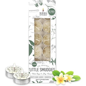 image:imageSoul Sticks 12 Pack Little Smudgies Tealight Candles Smudge Candle for Cleansing House Meditation Chakra Healing  Made with Crystals and Herbs White Sage amp CedarWhite Sage  Nag Champa