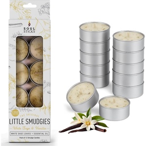 image:imageSoul Sticks 12 Pack Little Smudgies Tealight Candles Smudge Candle for Cleansing House Meditation Chakra Healing  Made with Crystals and Herbs White Sage amp CedarWhite Sage  Vanilla