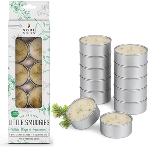 image:imageSoul Sticks 12 Pack Little Smudgies Tealight Candles Smudge Candle for Cleansing House Meditation Chakra Healing  Made with Crystals and Herbs White Sage amp CedarWhite Sage  Cedar